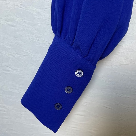 Aritzia Babaton Blouse Medium Blue Luxury Careerwear Long Sleeves Button Cuff XS - Picture 6 of 15